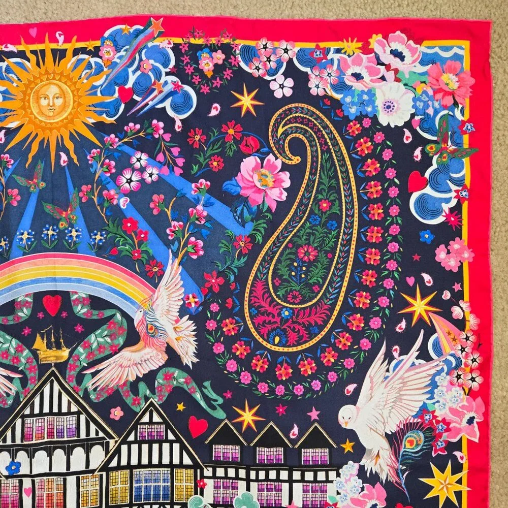 NWOT Liberty Love Navy Silk Twill Scarf Limited Collectible